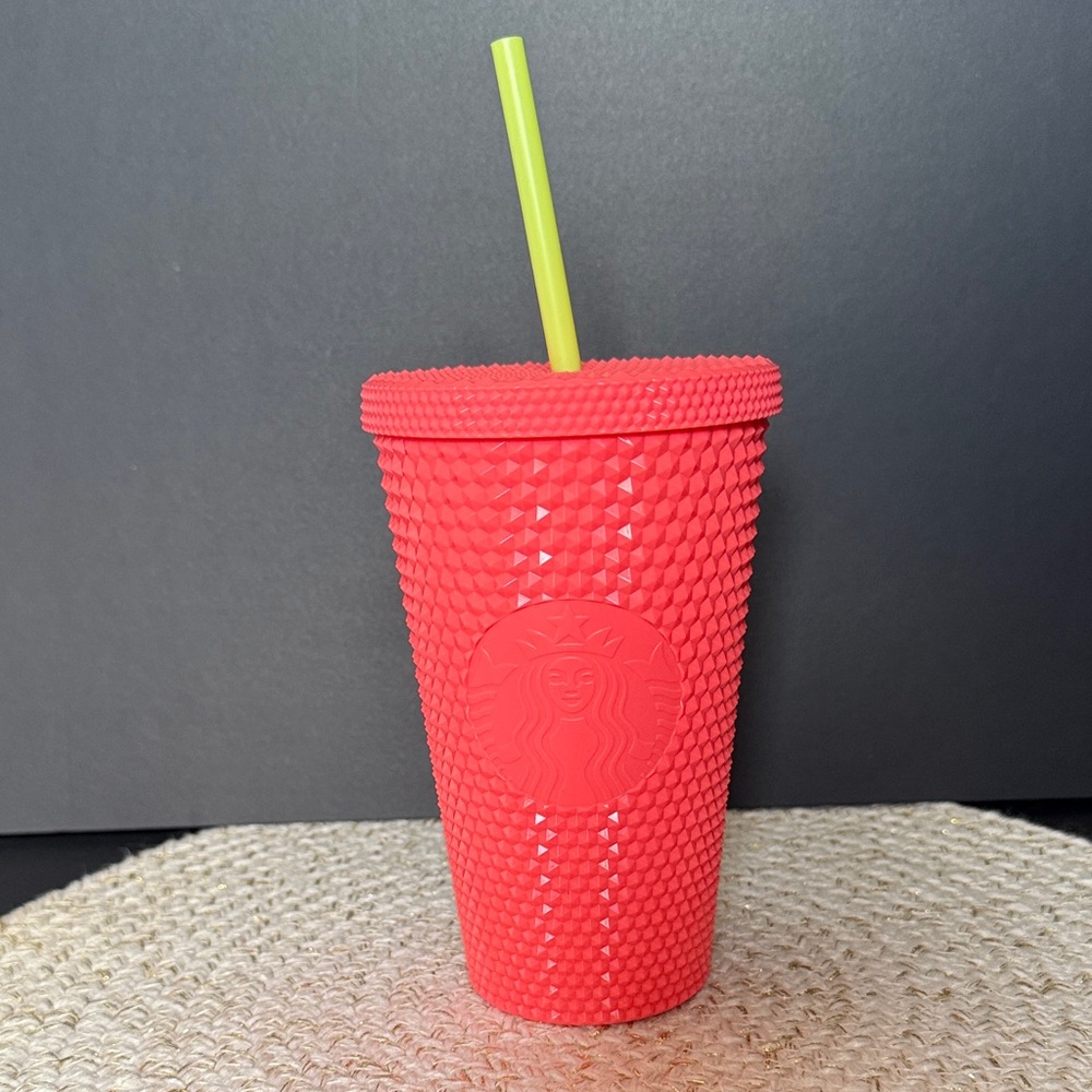 Starbucks Vibrant Pink Tumbler with Yellow Straw